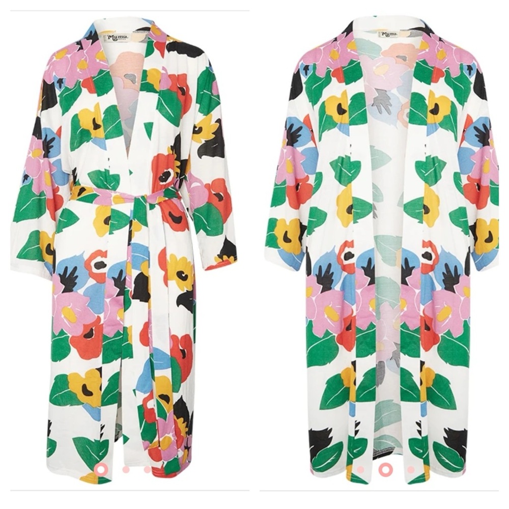 Show Me Your MuMu Standard Brie Colorful Floral Patterned Fabric Robe Tie Waist - Picture 5 of 8
